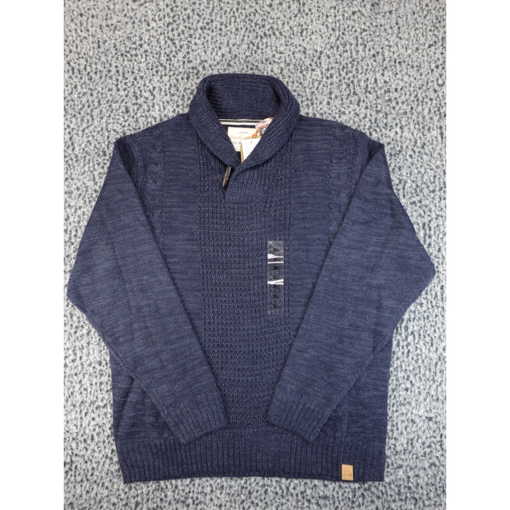 Weatherproof Vintage‎ Shawl Collar Toggle Sweater Mens XL Dark Denim Heather NEW